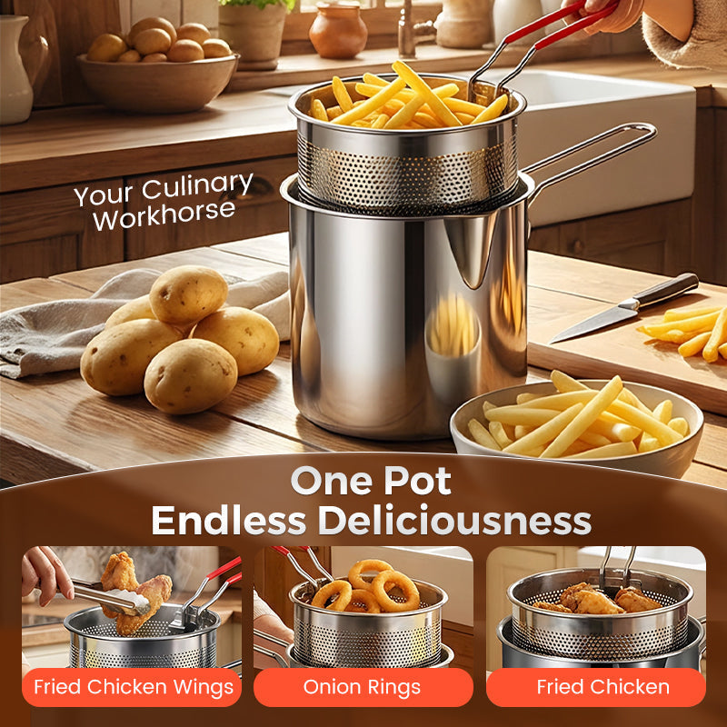 🎉 2026 Sale — Over 28,400 Sold!🍳304 Stainless‑Steel Multifunctional Fryer 🧺