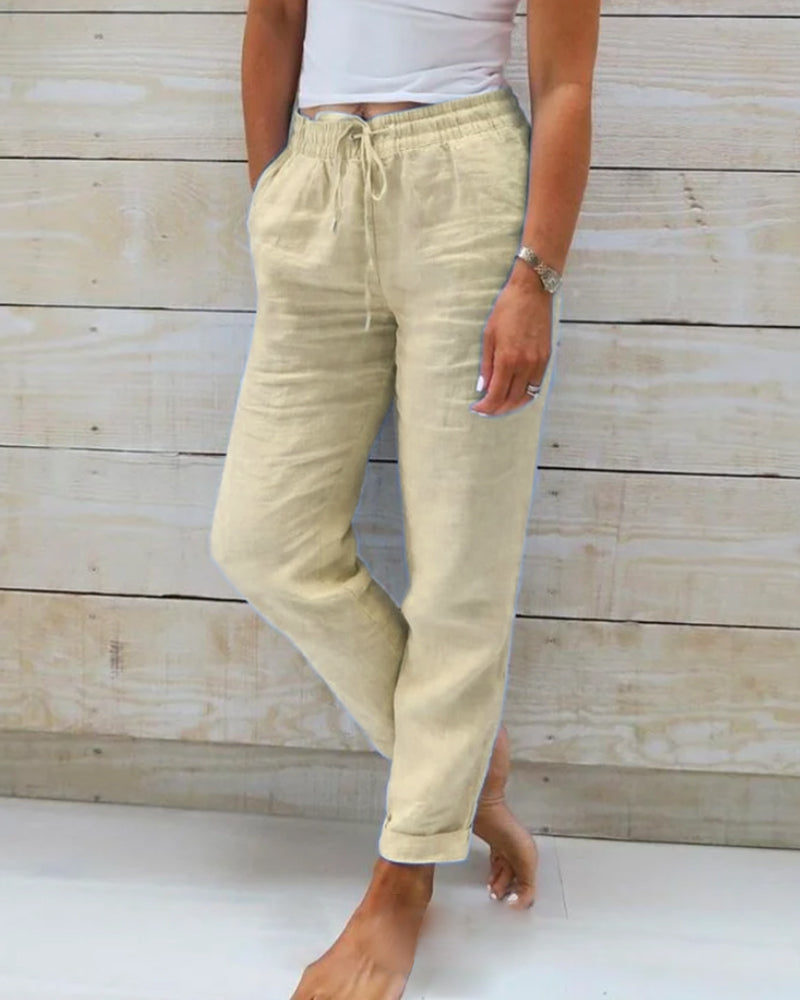 👖 50% RABATT! 🌿 Damenhose aus Baumwolle & Leinen – Elastischer Bund, atmungsaktiv & bequem – Perfekt für lässigen Sommer-Look ☀️