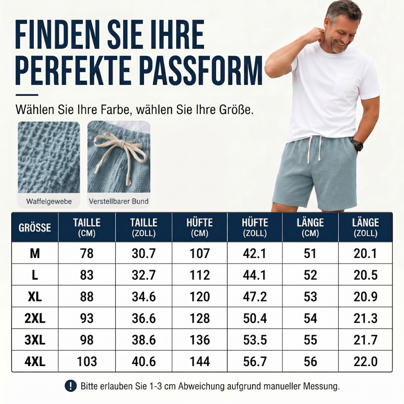 🩳🌬️ 50% RABATT! Atmungsaktive Herren-Shorts mit Waffelstruktur – Leicht, bequem & perfekt für Sport, Freizeit & heiße Tage ✨