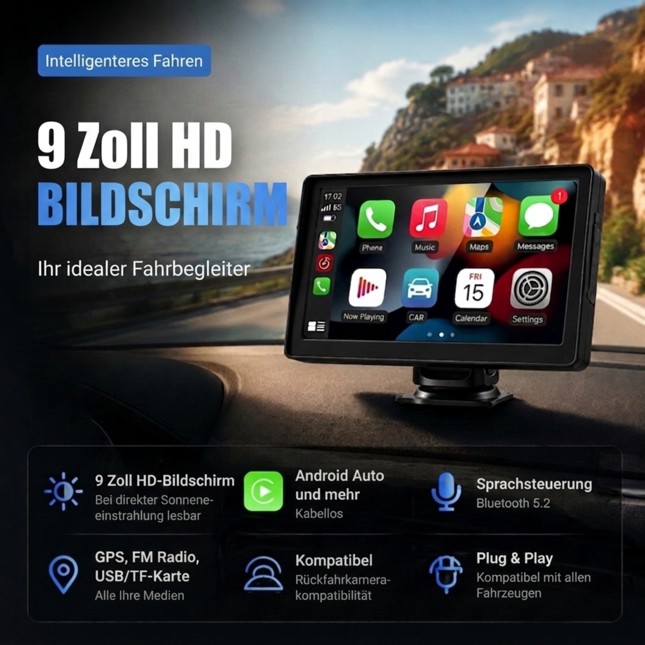 9-Zoll kabelloser HD-Multimedia-Player mit Touchscreen
