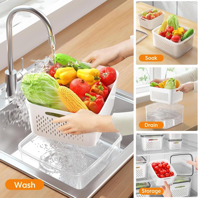 ✨50 % RABATT🍓✨ 3-teiliges Obstbehälter-Set – Herausnehmbares Sieb, auslaufsicher und stapelbar