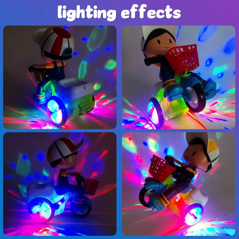 🛴 50 % RABATT!✨ Sorgt für tollen Spielspaß – Elektrisches Stunt‑Dreirad, Lichteffekt, strapazierfähig