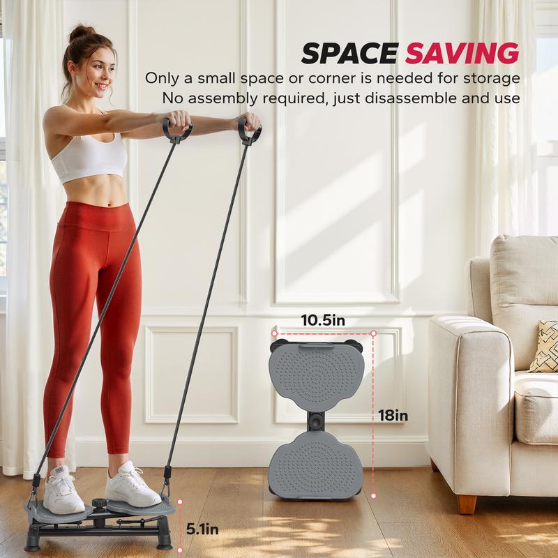 Hüfttwister, Twist Waist Disc Borad für Frauen, Bauchmuskeltrainer mit 2 Widerstandsbändern für Schlanke Taille & Core-Training, Max 136KG, Geräuschloses Heim-Fitnessgerät