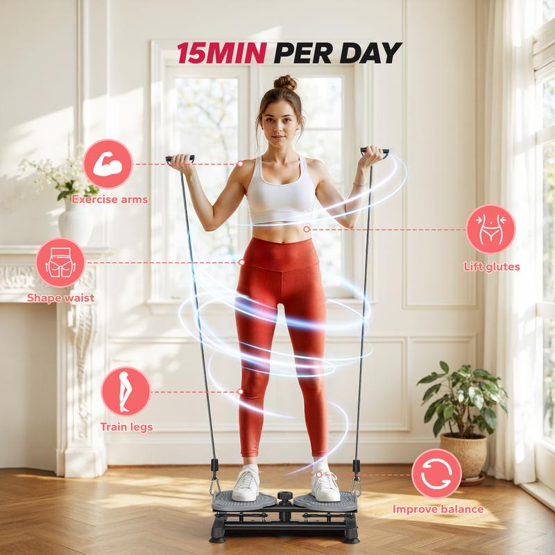 Hüfttwister, Twist Waist Disc Borad für Frauen, Bauchmuskeltrainer mit 2 Widerstandsbändern für Schlanke Taille & Core-Training, Max 136KG, Geräuschloses Heim-Fitnessgerät