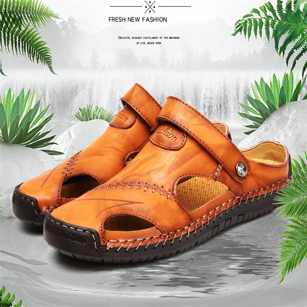 📢60% zeitlich begrenzter Rabatt✨Große Größe Weiches Leder Männer Atmungsaktive Outdoor-Sandalen