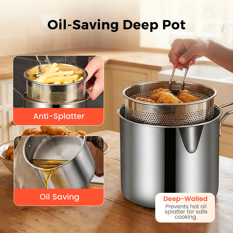 🎉 2026 Sale — Over 28,400 Sold!🍳304 Stainless‑Steel Multifunctional Fryer 🧺