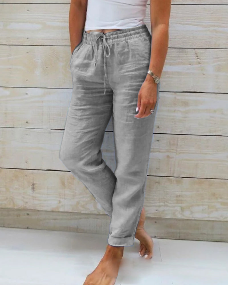 👖 50% RABATT! 🌿 Damenhose aus Baumwolle & Leinen – Elastischer Bund, atmungsaktiv & bequem – Perfekt für lässigen Sommer-Look ☀️
