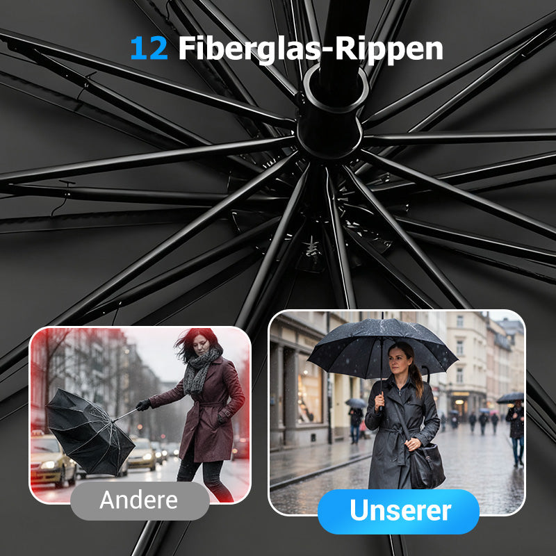 🌂50% Rabatt🔥Großer faltbarer Regenschirm mit 12 windfesten Speiche