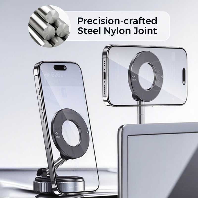 📱🔥 MEHR KAUFEN, MEHR SPAREN! 360° verstellbarer magnetischer Vakuum-Telefonhalter – Starker Saugnapf, magnetisch & flexibel – Perfekt für Auto, Schreibtisch & Zuhause ✨