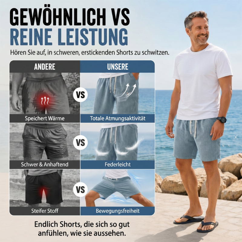 🩳🌬️ 50% RABATT! Atmungsaktive Herren-Shorts mit Waffelstruktur – Leicht, bequem & perfekt für Sport, Freizeit & heiße Tage ✨