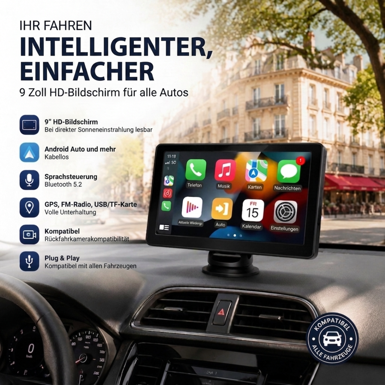 9-Zoll kabelloser HD-Multimedia-Player mit Touchscreen
