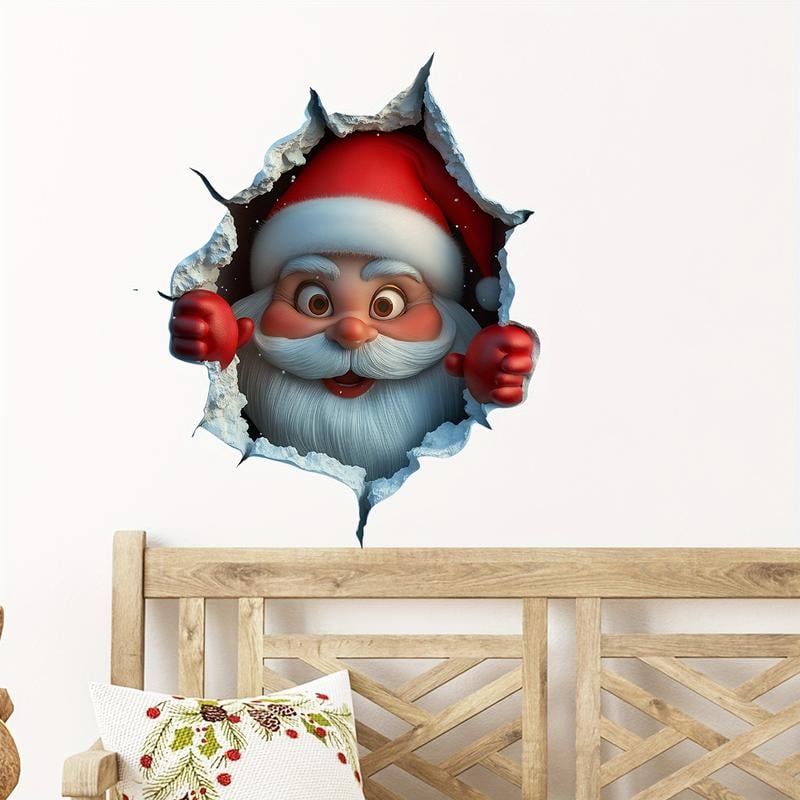 🎄❄️Frühweihnachts-Sonderangebot: 50 % Rabatt!!🎅Kreativer Weihnachts-Wandaufkleber, Weihnachtsmann im Cartoon-Design, Weihnachtsdekoration für zu Hause