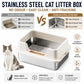 😺 50% RABATT! 🛡️ Edelstahl-Katzentoilette – Geruchsdicht, streusicher & leicht zu reinigen – Ideal für Mehrkatzen-Haushalte 🐾