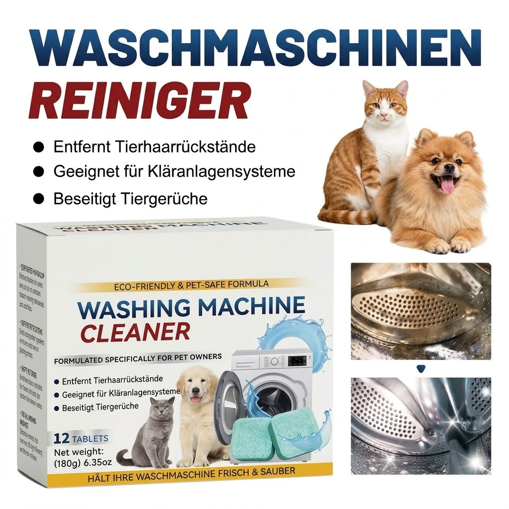 【 🔥Über 60.000 Packungen verkauft!!】🏆 🎁Waschmaschinen-Reiniger, 12 Tabletten, reinigt Trommel & entfernt Tierhaare, beseitigt Gerüche🧼✨