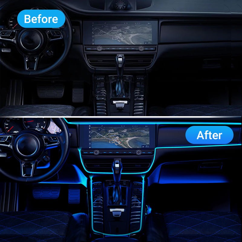 🚗 50% RABATT 🌈 Flexible Auto-Ambientelichter, zuschneidbar 1–3 m, 9 Farben ✨