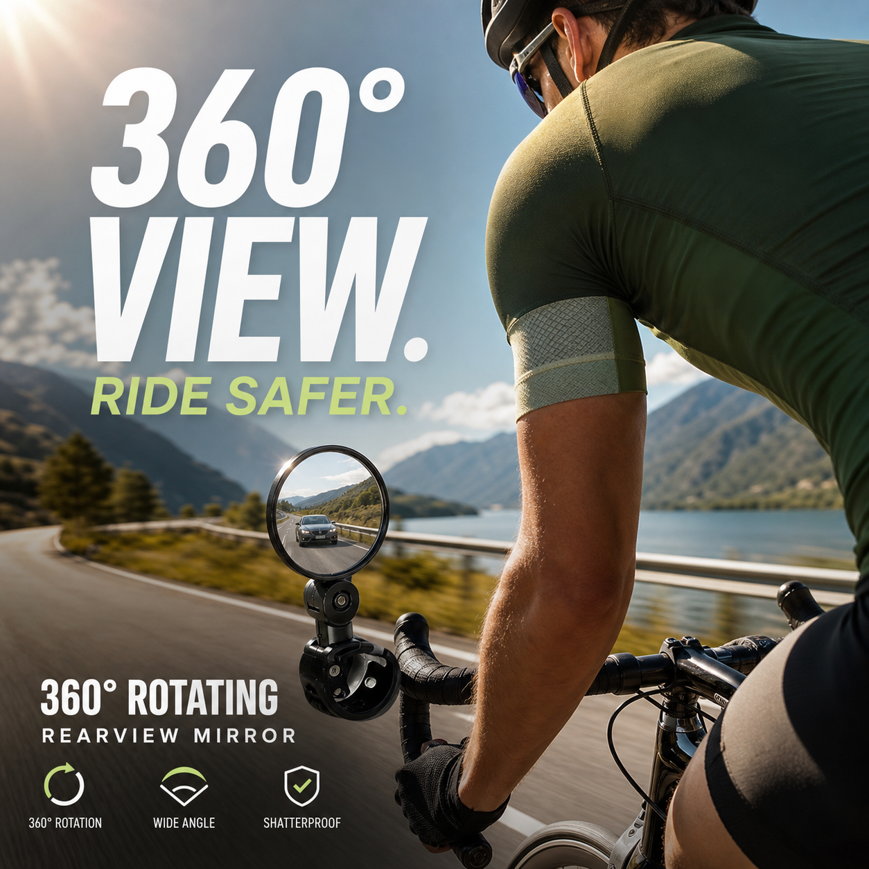 ⏳Zeitlich begrenztes Sonderangebot⏰360° drehbarer Rückspiegel – Klare Sicht nach hinten, kein Verdrehen des Halses mehr. Passend für Fahrräder, E-Bikes und Motorräder. Werkzeuglose Silikonbefestigung! 🛡️✨