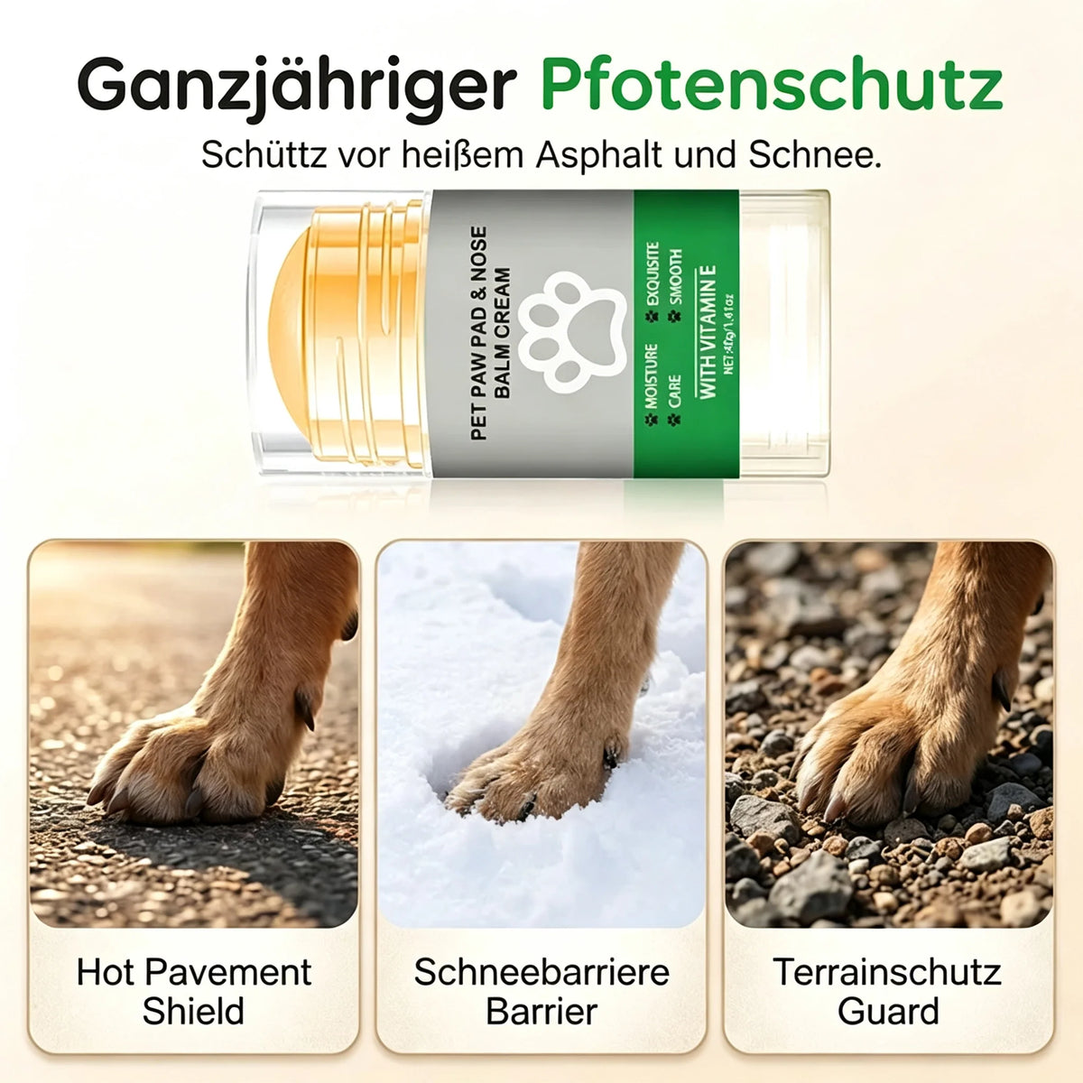 💥🎁2 kaufen，1 gratis🐶🐈Feuchtigkeitspflegender Pfotenbalsam – praktische Pflege für weiche und gepflegte Pfoten