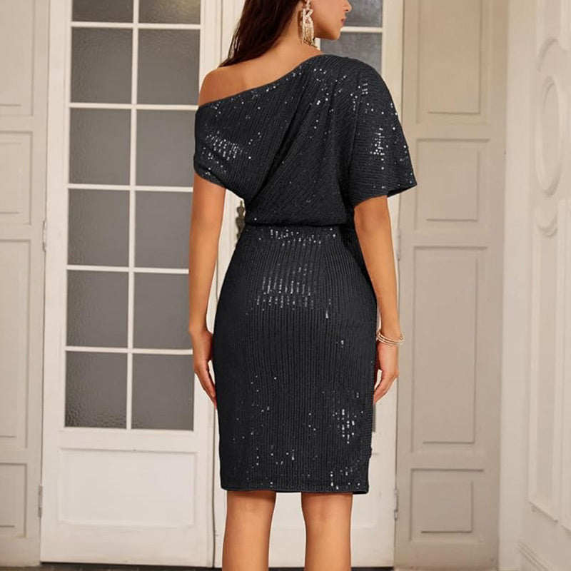💃👠50% RABATT💖Party- und Clubkleid mit One-Shoulder-Träger und funkelnden Pailletten für Damen✨