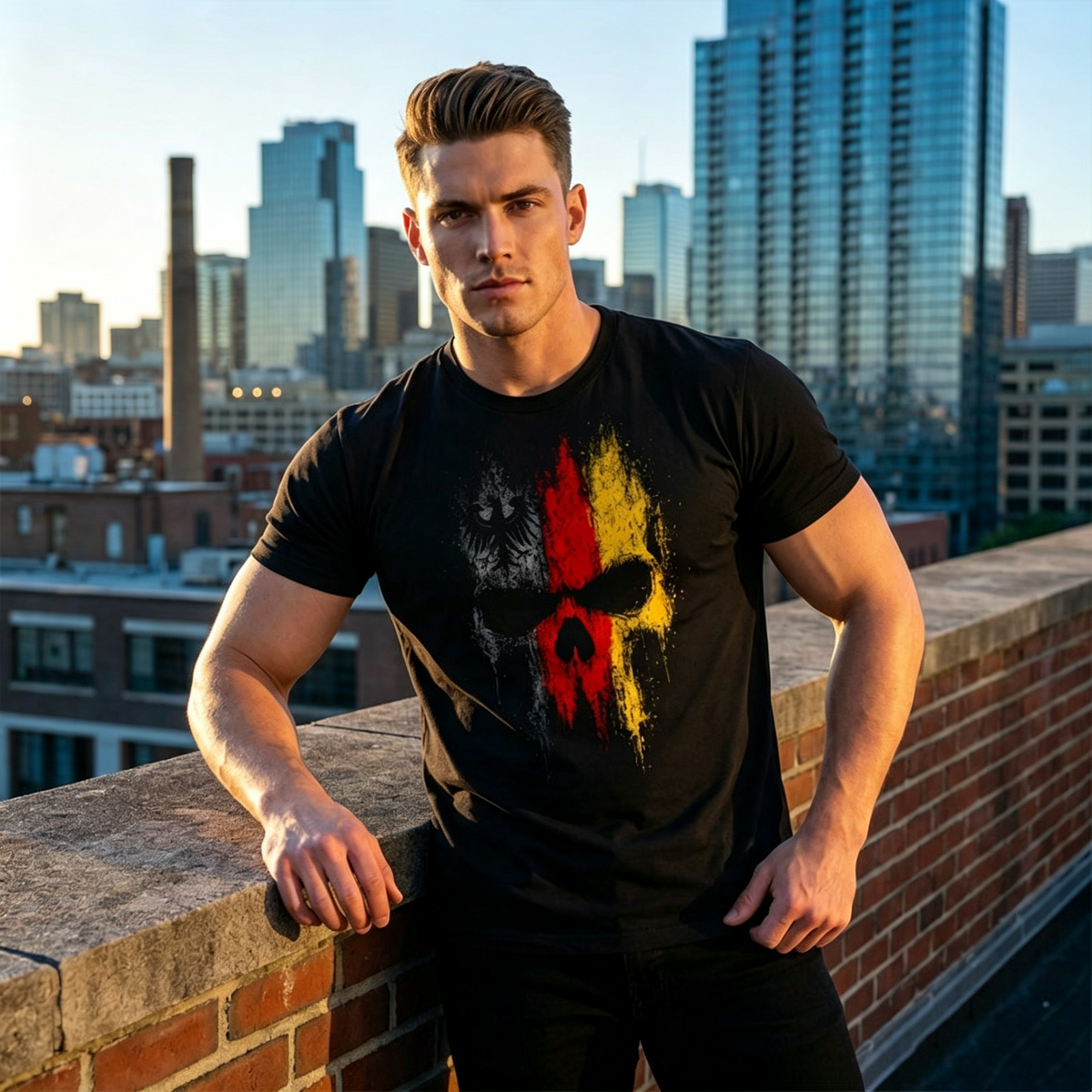 👕 50% RABATT! 💀 Herren T-Shirt mit deutschem Flaggen-Totenkopf-Motiv – Weicher Baumwollstoff, Rundhals & auffälliges Design – Perfekt für jeden Tag & besondere Anlässe 🇩🇪