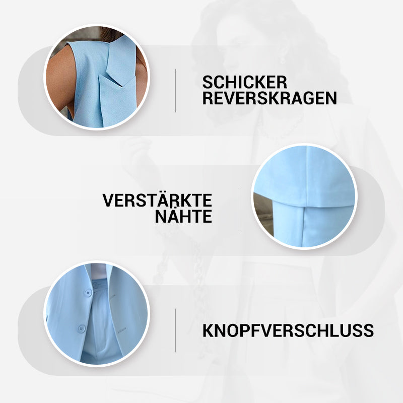 👔💖 50% RABATT! Stilvolles Set aus ärmellosem Blazer und hoch taillierter Hose für Damen – Modern, elegant & perfekt für Büro oder festliche Anlässe ✨