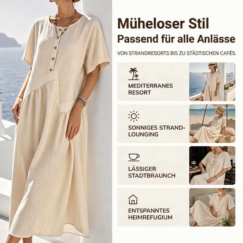 👗💎 DER SOMMERHIT 2026 – DER WAHNSINN! Maxikleid für Damen mit Knopfleiste und kurzen Ärmeln – Leicht, luftig & stilvoll – Perfekt für warme Tage am Strand, in der Stadt oder im Urlaub ✨