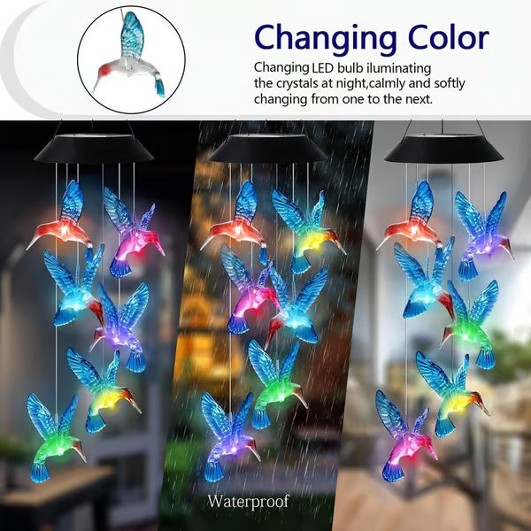 🦋✨ 50% RABATT! Kreative Solar-Windspiele mit Vogeldesign – Verschönern Sie Ihren Garten mit magischem Licht & sanftem Klingen ✨