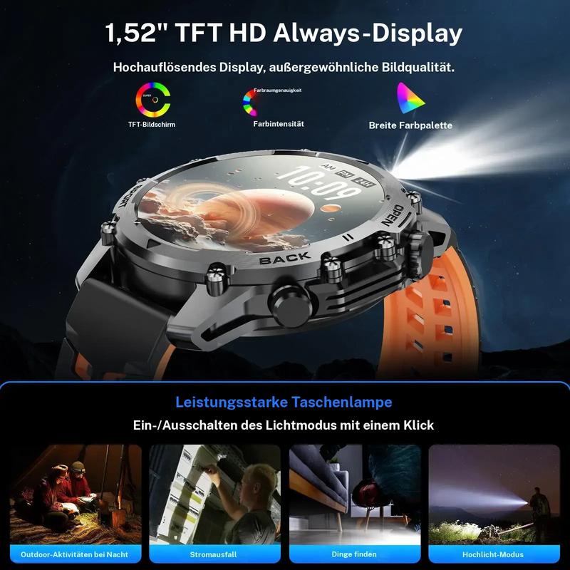 ⌚🔥 50% RABATT! 1,52″ HD Smartwatch Herren – Anruf, Musik, IP68 wasserdicht & lange Akkulaufzeit ✨