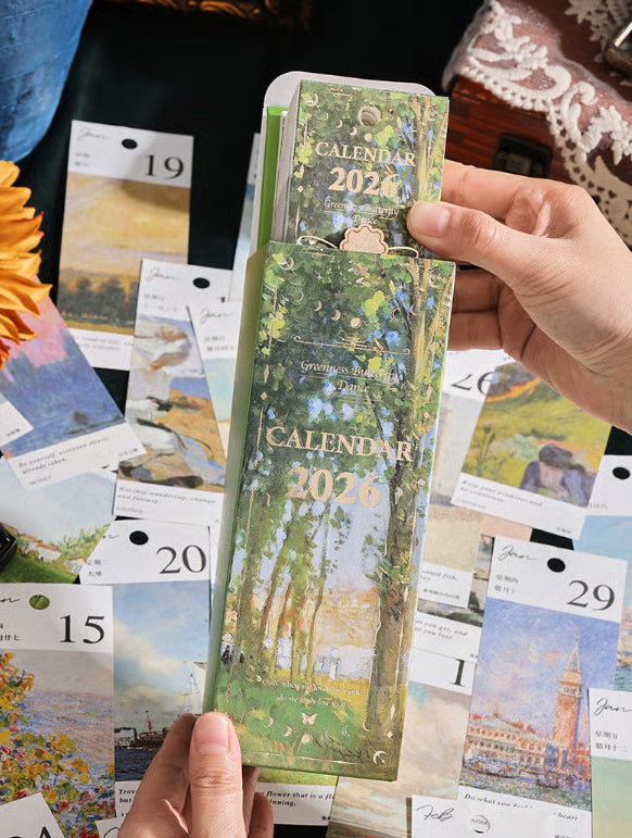 🎨 2026 Vintage Europäischer Stil Ölgemälde Flip Kalender