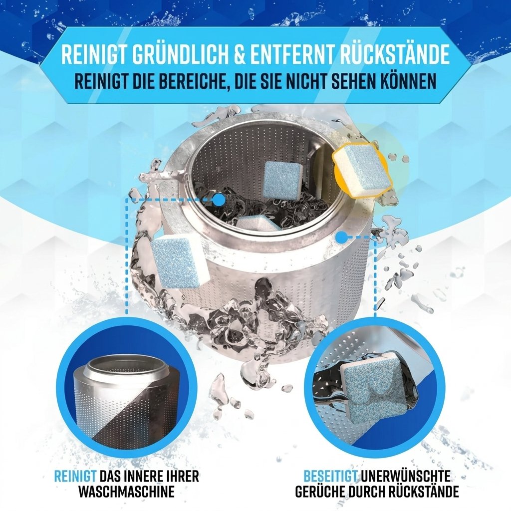 【 🔥Über 60.000 Packungen verkauft!!】🏆 🎁Waschmaschinen-Reiniger, 12 Tabletten, reinigt Trommel & entfernt Tierhaare, beseitigt Gerüche🧼✨