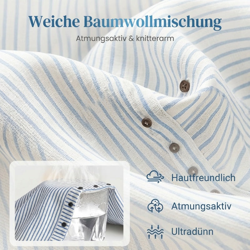 👖🎉 SOLANGE DER VORRAT REICHT: 50% RABATT! Bequeme blau gestreifte Hose mit Seitentaschen – Leicht, lässig & perfekt für Alltag & Freizeit ✨