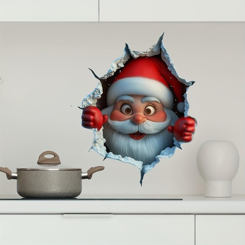 🎄❄️Frühweihnachts-Sonderangebot: 50 % Rabatt!!🎅Kreativer Weihnachts-Wandaufkleber, Weihnachtsmann im Cartoon-Design, Weihnachtsdekoration für zu Hause