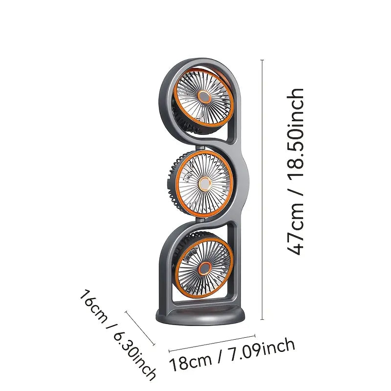 🌬️✨ NEU 2026! 50% RABATT! Tragbarer USB-wiederaufladbarer Dreikopfventilator – 360° Luftzirkulation & 5 Geschwindigkeitsstufen – Ideal für Studentenwohnheim, Outdoor & als Tischventilator 🎓🔋