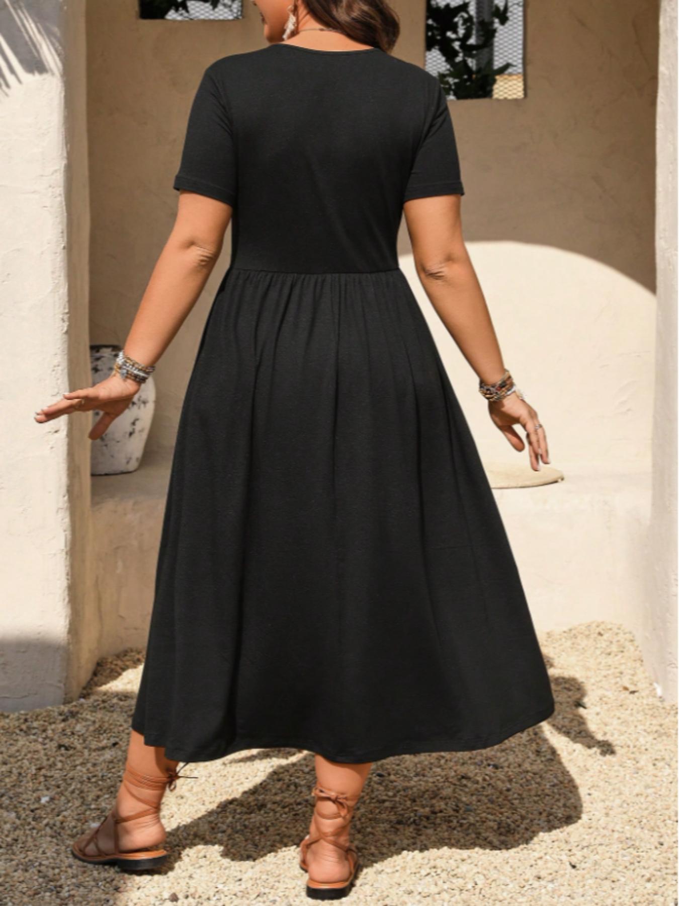 👗 50% RABATT! ⏰ Midi-Kleid in Übergröße mit V-Ausschnitt & Rüschen – Kurze Ärmel, weicher Stoff – Perfekt für warme Tage, elegante Anlässe oder den Alltag – bequem & stilvoll ✨🌸