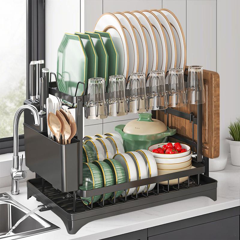 🍽️💧 50% RABATT – LETZTE CHANCE! 2-in-1 Geschirr-Abtropfregal mit Ablaufschale – Maximale Fläche, minimaler Platz, schnell trocken ⚡⏰