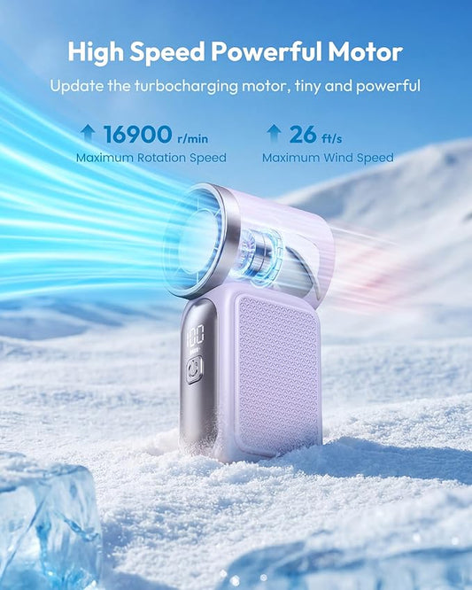 ❄️Mini-Handventilator mit LED-Anzeige👍5-stufiger Turbo-Ventilator im Taschenformat✨Über USB aufladbar, schnelle Kühlung für Reisen und beim Schminken