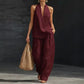 👗✨ 50% RABATT! Damen-Set: Ärmelloses Neckholder-Top mit V-Ausschnitt & weite Hose (2-teilig) – Elegant, luftig & perfekt für Sommer, Urlaub & besondere Anlässe 🌸