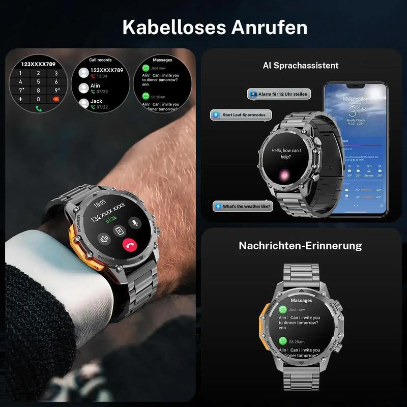 ⌚🔥 50% RABATT! 1,52″ HD Smartwatch Herren – Anruf, Musik, IP68 wasserdicht & lange Akkulaufzeit ✨