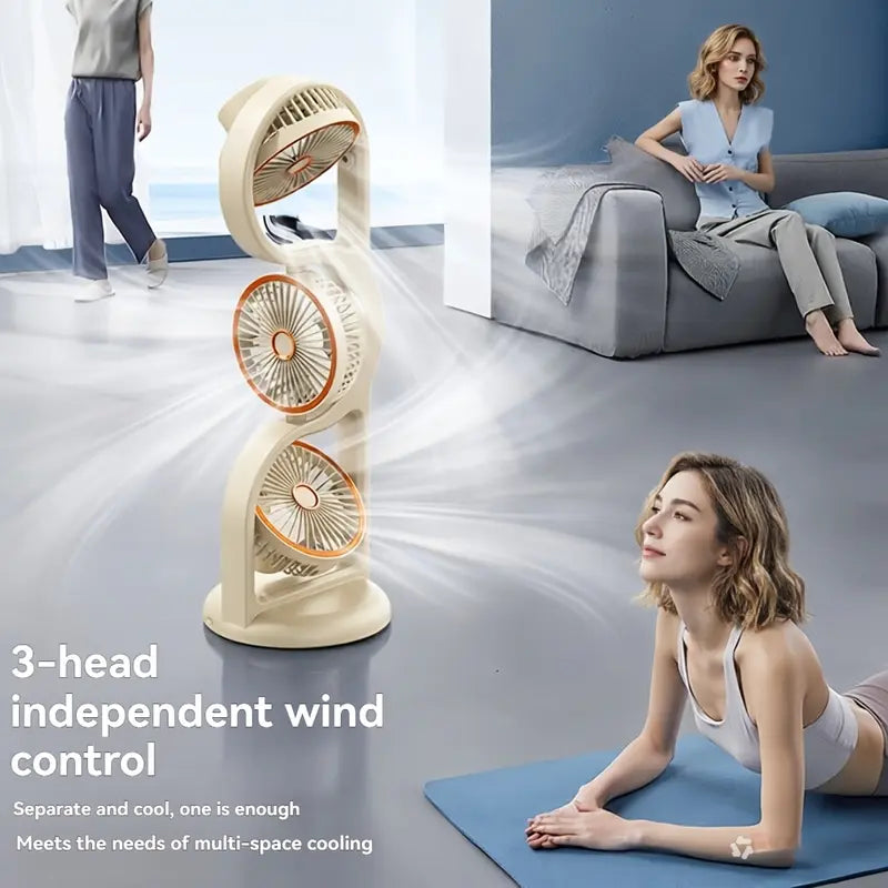 🌬️✨ NEU 2026! 50% RABATT! Tragbarer USB-wiederaufladbarer Dreikopfventilator – 360° Luftzirkulation & 5 Geschwindigkeitsstufen – Ideal für Studentenwohnheim, Outdoor & als Tischventilator 🎓🔋