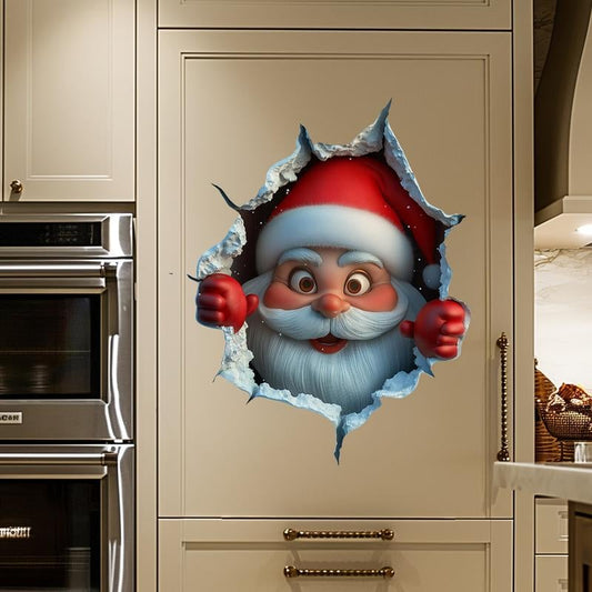 🎄❄️Frühweihnachts-Sonderangebot: 50 % Rabatt!!🎅Kreativer Weihnachts-Wandaufkleber, Weihnachtsmann im Cartoon-Design, Weihnachtsdekoration für zu Hause
