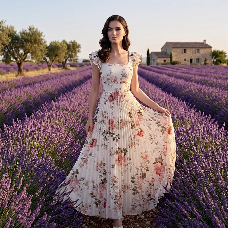 👗🌺 ELEGANTES BLUMENPRINT-MAXI-KLEID MIT PLISSEEFALTEN – 50% RABATT! Romantisch, schmeichelhaft & perfekt für Frühling, Sommer & festliche Anlässe 💫