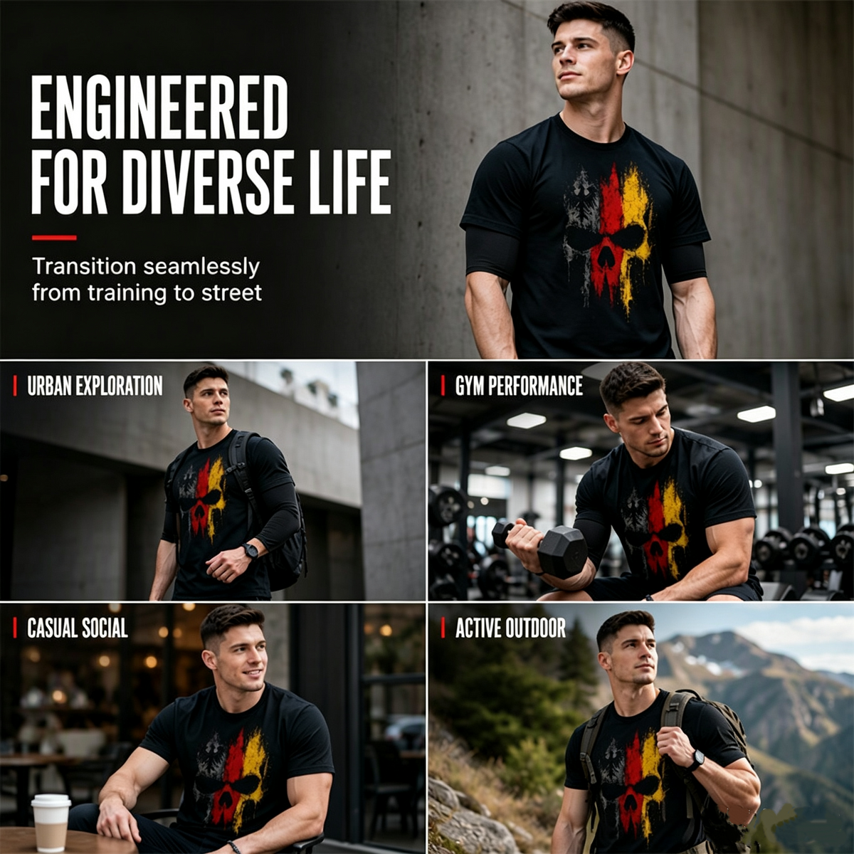 👕 50% RABATT! 💀 Herren T-Shirt mit deutschem Flaggen-Totenkopf-Motiv – Weicher Baumwollstoff, Rundhals & auffälliges Design – Perfekt für jeden Tag & besondere Anlässe 🇩🇪