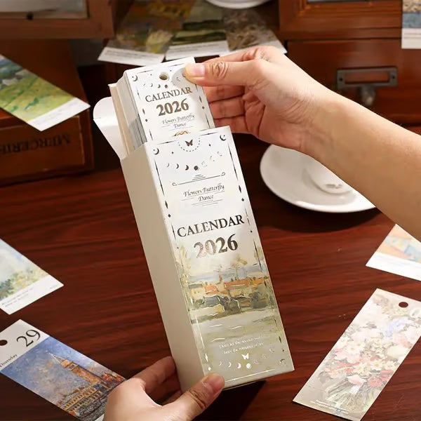 🎨 2026 Vintage Europäischer Stil Ölgemälde Flip Kalender