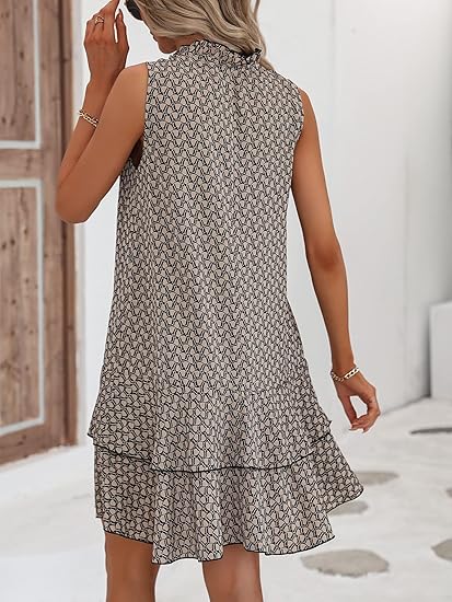 👗🎉 LETZTER TAG DER AKTION: 50% RABATT! Damenkleid mit Schleife und geometrischem Muster – Elegant, feminin & perfekt für festliche Anlässe ✨