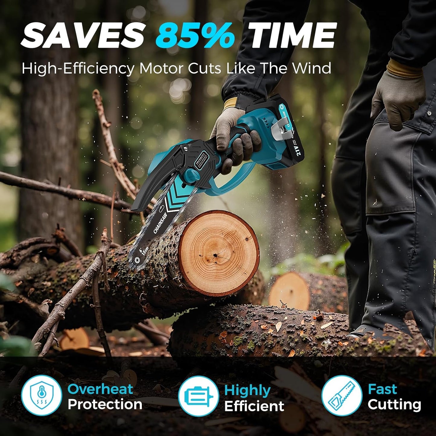 🔥 ZEITLICH BEGRENZTE AKTION: 50 % RABATT! 6-Zoll-Akku-Minikettensäge mit 2 Akkus – Leicht, kabellos & kraftvoll 🪚🌳
