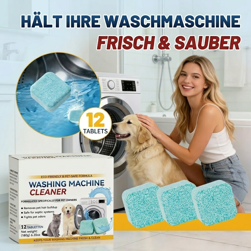 【 🔥Über 60.000 Packungen verkauft!!】🏆 🎁Waschmaschinen-Reiniger, 12 Tabletten, reinigt Trommel & entfernt Tierhaare, beseitigt Gerüche🧼✨