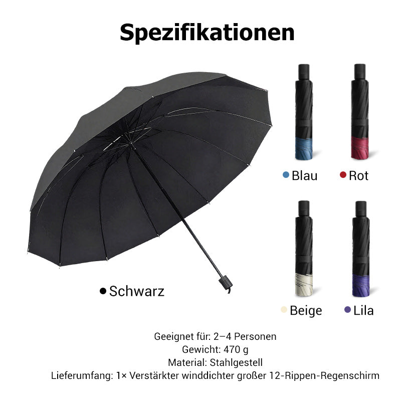 🌂50% Rabatt🔥Großer faltbarer Regenschirm mit 12 windfesten Speiche