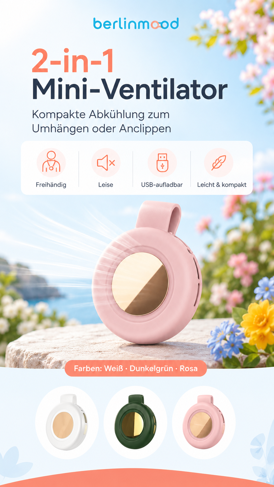 🌬️🔥 NUR NOCH WENIGE EXEMPLARE – 50% RABATT! Whirlwind Clip Waist Neck Fan – 2-in-1 Clip-On & tragbar, freihändige Kühlung überall ✨