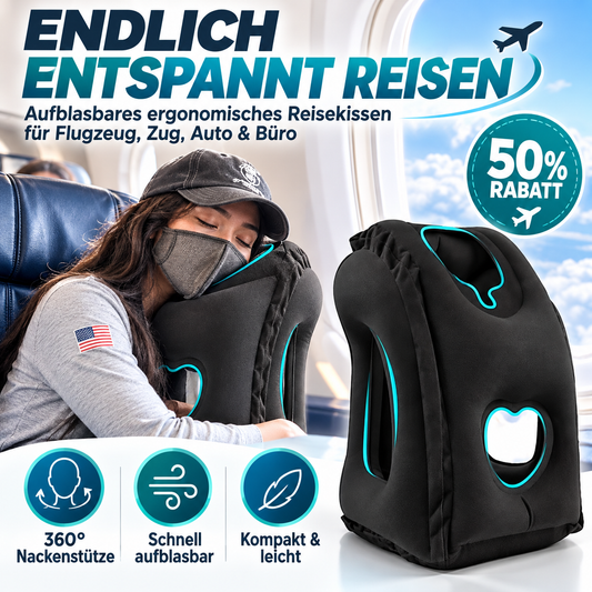 Tragbares, aufblasbares, ergonomisches Reisekissen: Genießen Sie jederzeit und überall einen angenehmen Schlaf 🧳-Gco