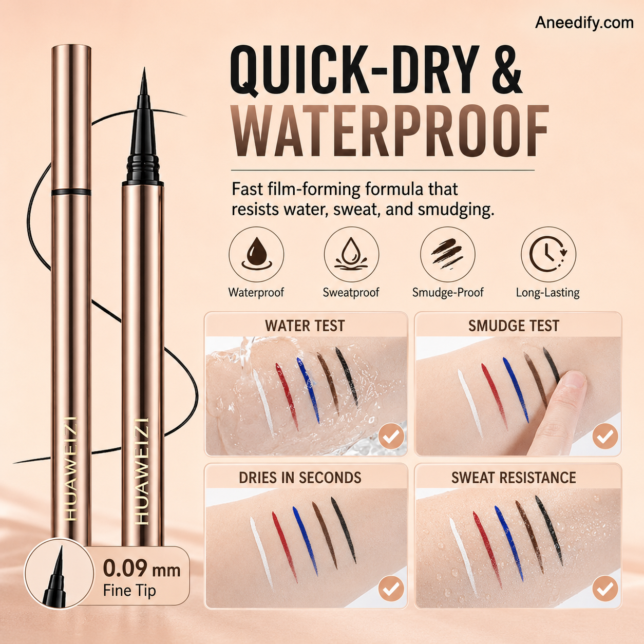 💄Hochpräziser Flüssig-Eyeliner mit 0,09mm Spitze – Wasserfest, schweißfest & 5 Farbtöne verfügbar
