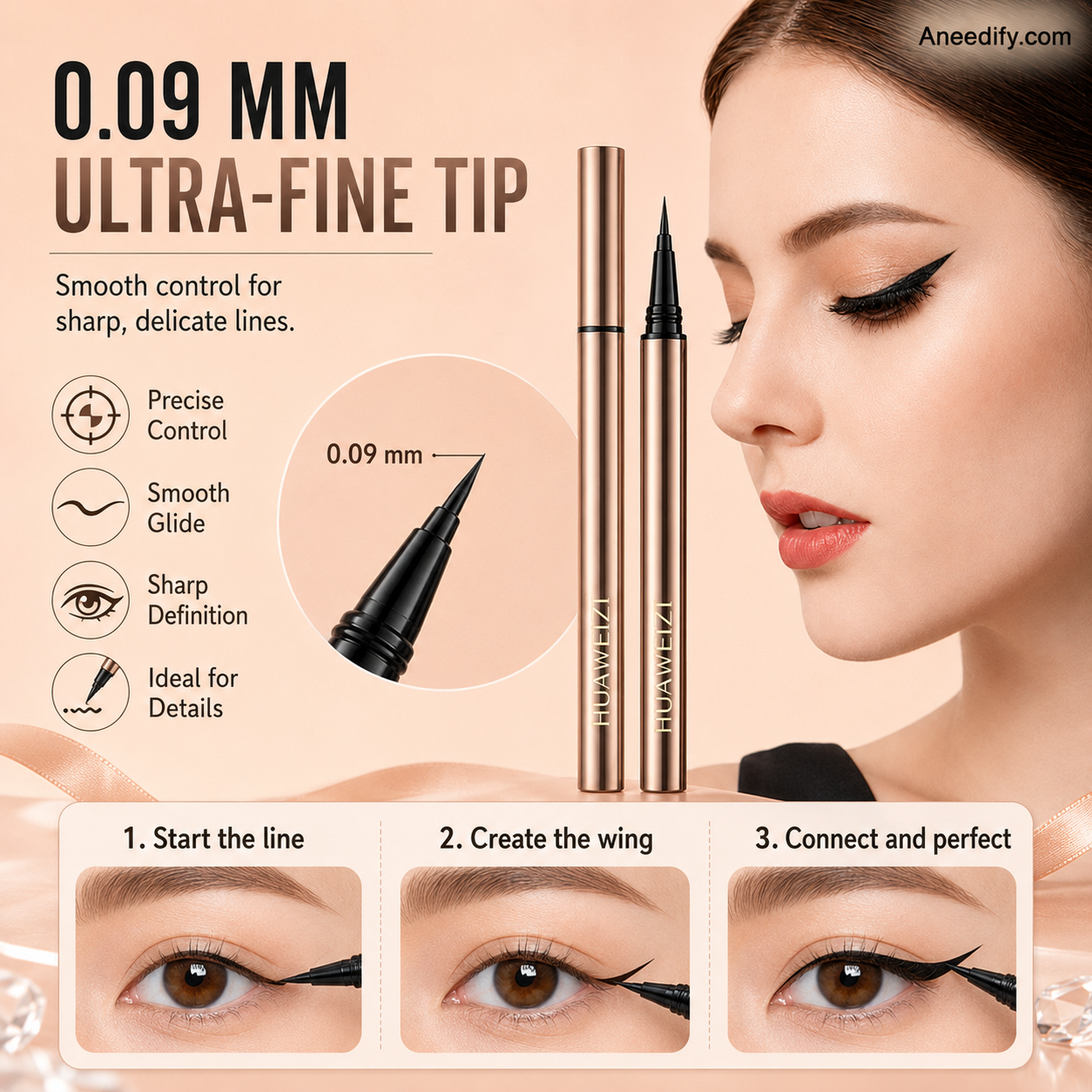 💄Hochpräziser Flüssig-Eyeliner mit 0,09mm Spitze – Wasserfest, schweißfest & 5 Farbtöne verfügbar